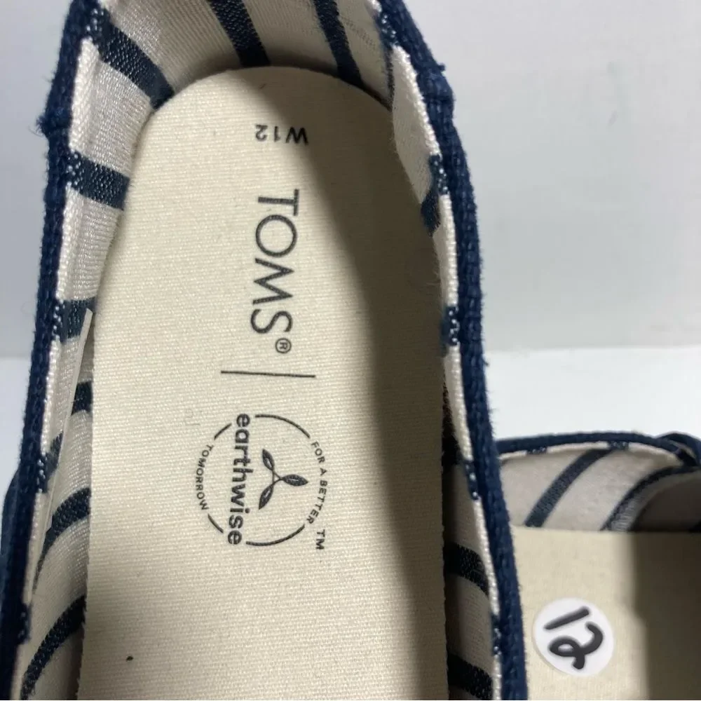 TOMs Alpargata Slip on Navy Blue Canvas Womens Size 12W